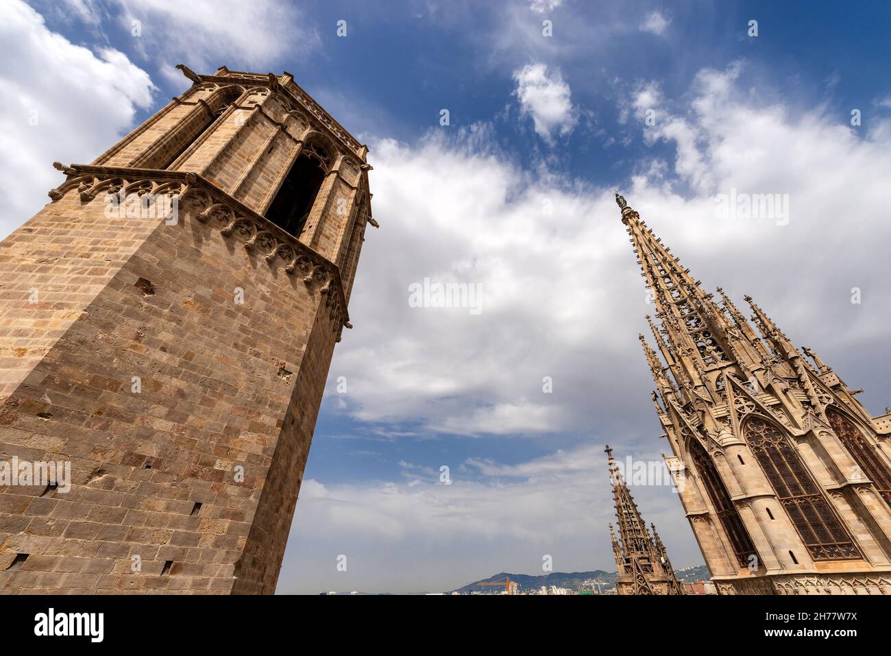 Barcelona, Gothic Cathedral of the Holy Cross and Saint Eulalia (Catedral de la Santa Cruz y Santa Eulalia) Catalonia, Spain - 13th, 15th centuries Stock Photo