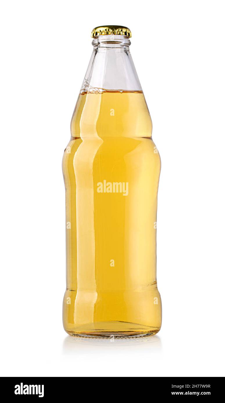 gold beer bottle isolated on white with clipping path Stock Photo