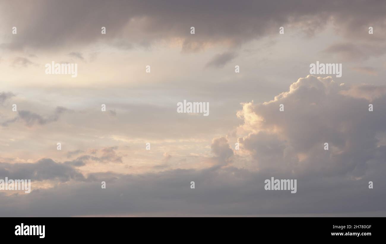 Sunset or sunrise cloudscape with clouds backlit, background Stock ...