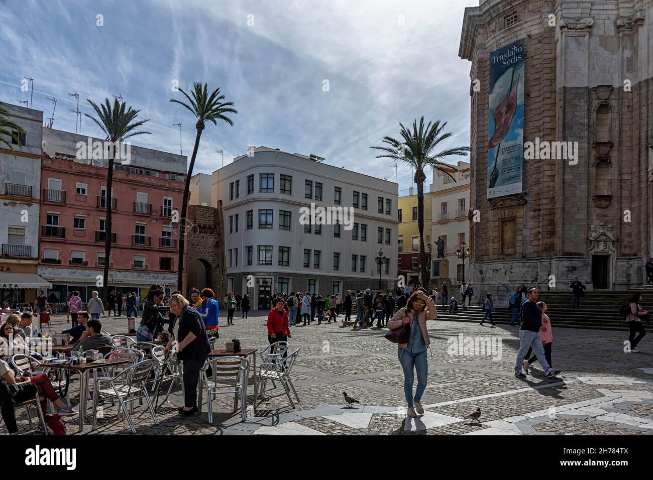 Plaza de la Catedral de Cádiz / Cadiz Cathedral Square Stock Photo