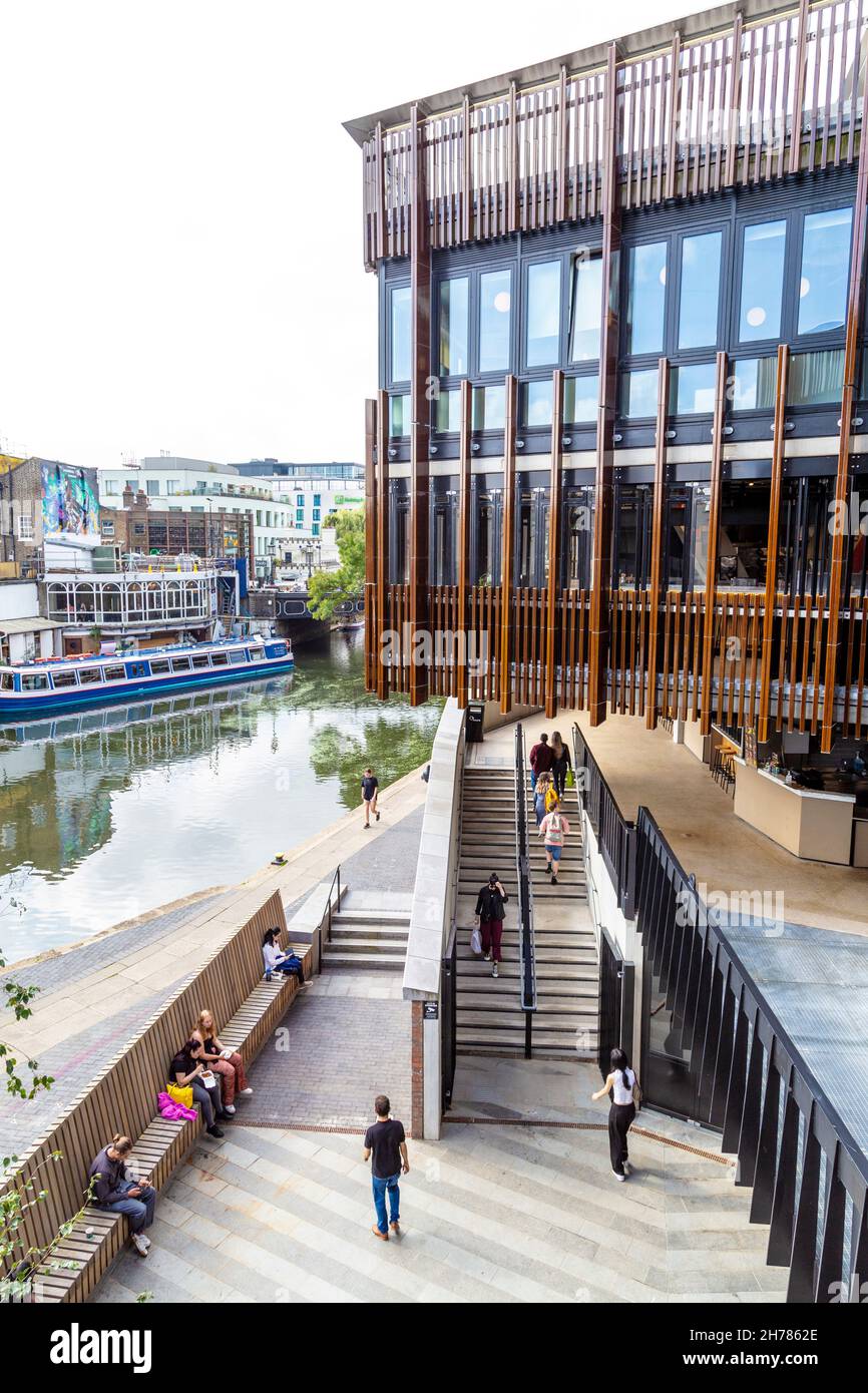 Wxterior of Hawley Wharf retail and restaurant complex by Regent's Canal, Camden, London, UK Stock Photo