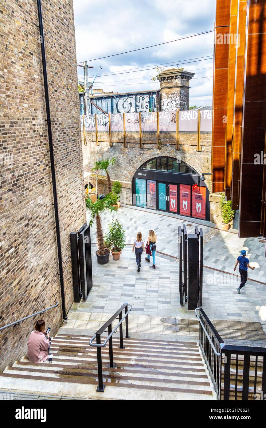 Hawley Wharf retail and restaurant complex and railway arches, Camden, London, UK Stock Photo
