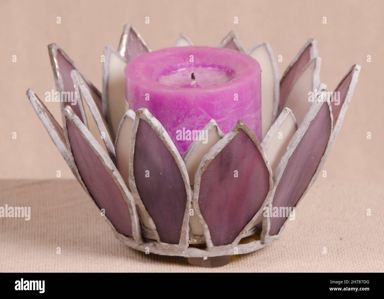 Handmade stained glass candle holder Stock Photo Alamy