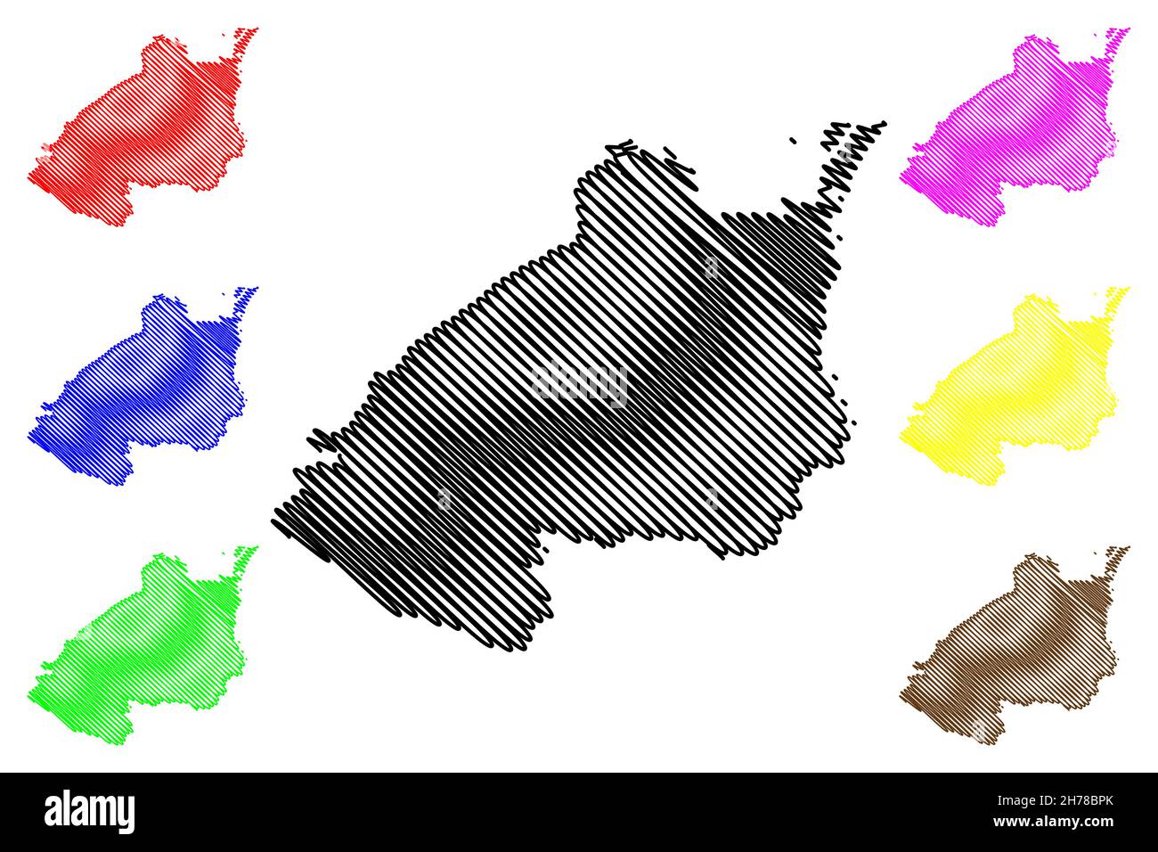 Buxar district (Bihar State, Patna division, Republic of India) map vector illustration