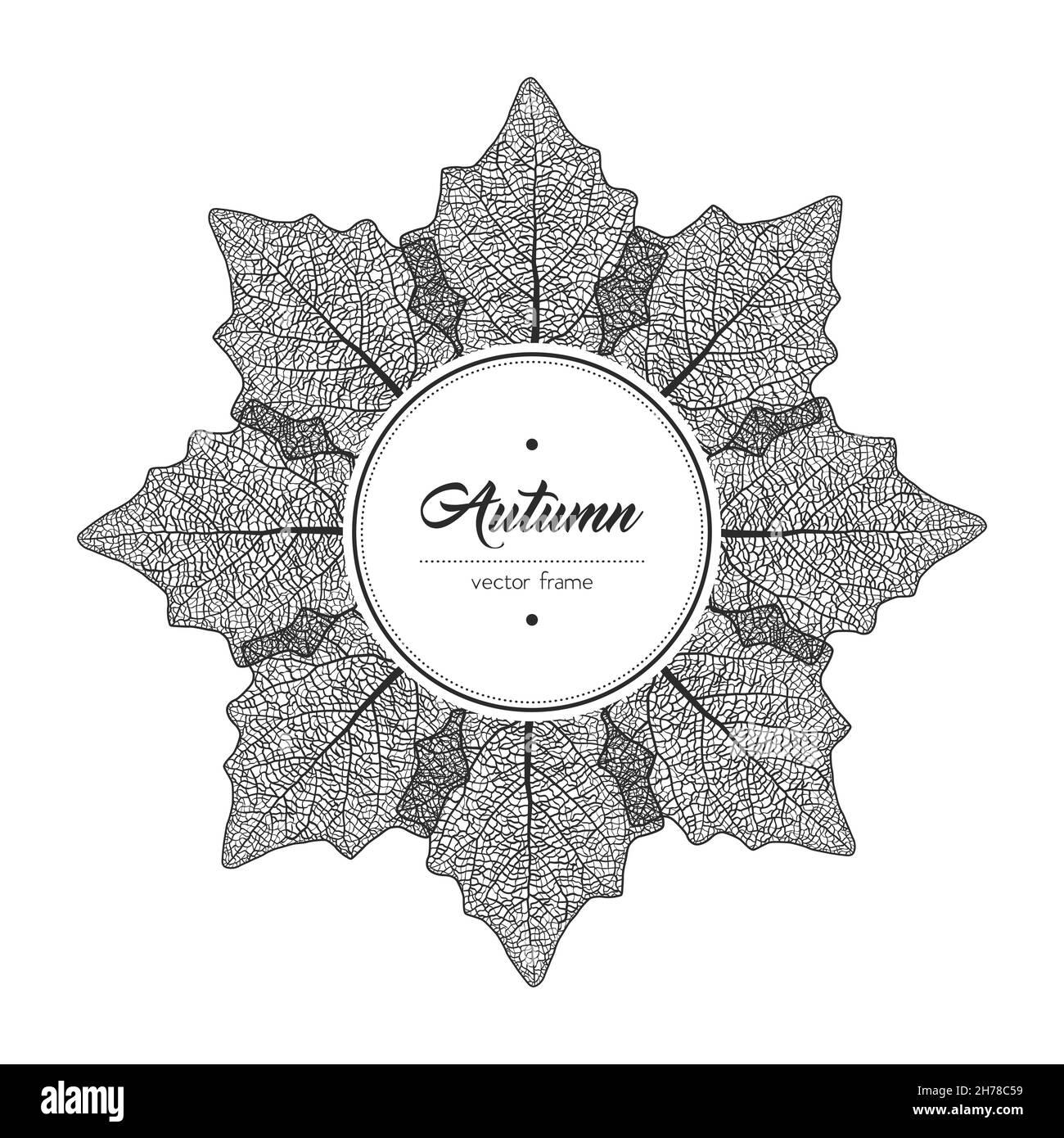 Round black and white autumn leaf frame Stock Vector Image & Art - Alamy