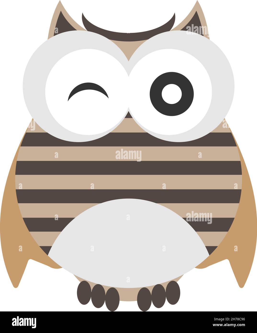 friendly colorful comic owl isolated on white background, vector illustration Stock Vector