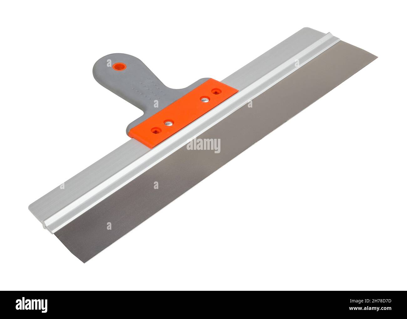 Drywall taping knife with a soft grip handle isolated on white