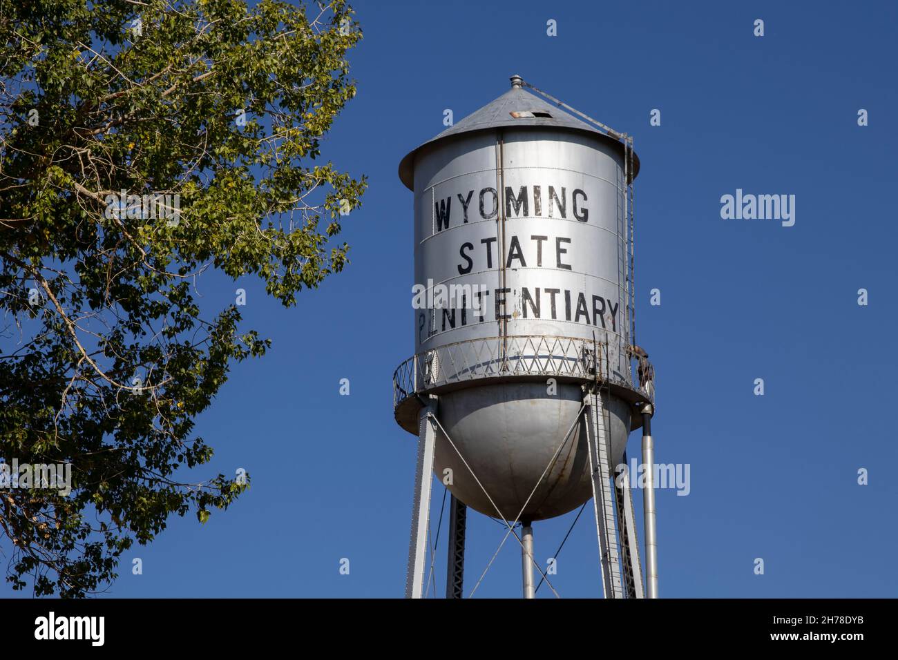 Water tower at Wyoming Frontier Prison Museum, Rawlins, WY Stock Photo