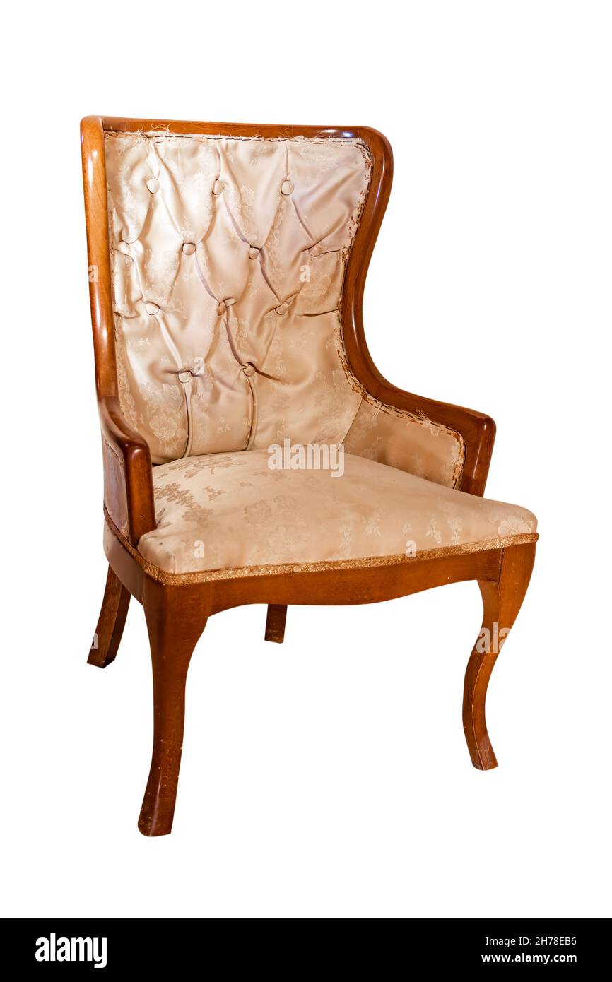 Old chair style louis XIV or Louis XV isolated on wuite background Stock Photo