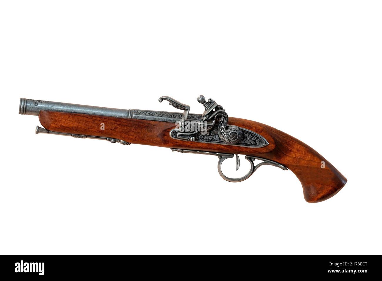 Antique blunderbuss pistol isolated on white background Stock Photo