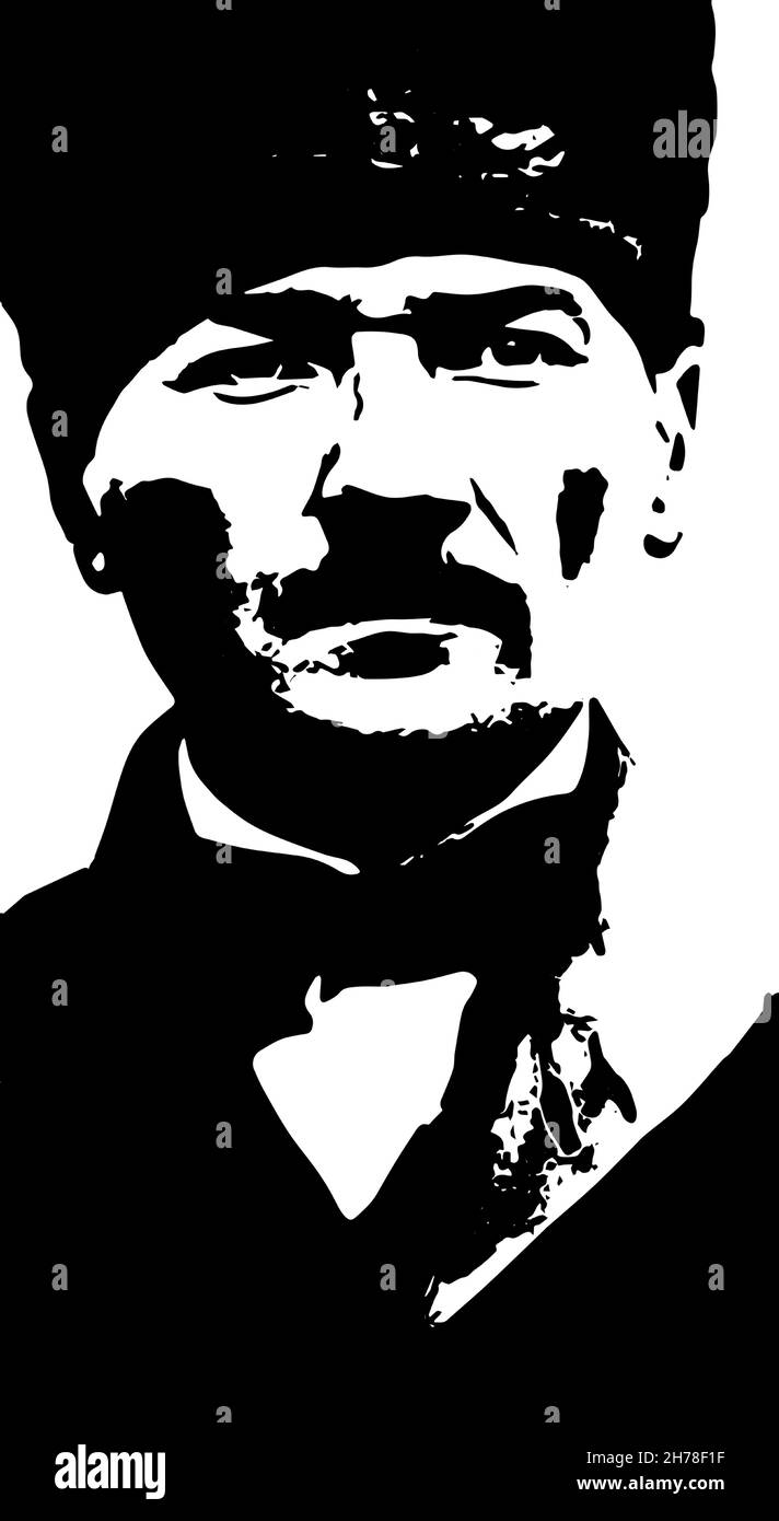 Mustafa Kemal Ataturk illustration. He is the founder of modern ...