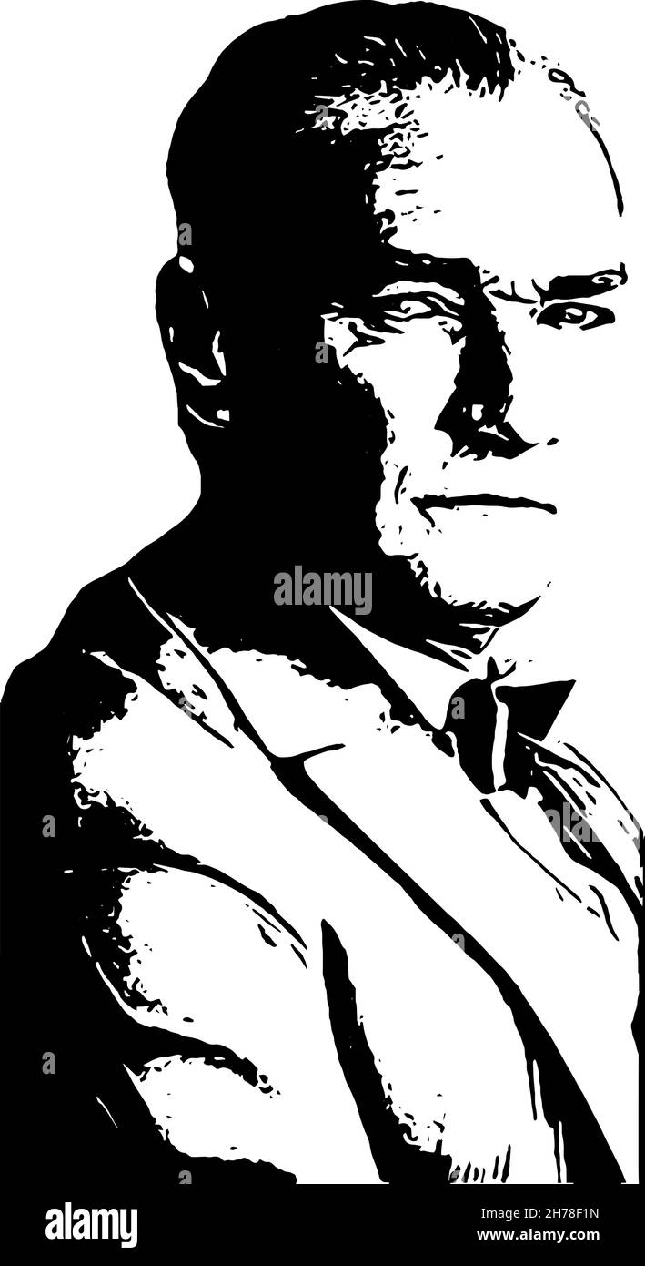 Mustafa Kemal Ataturk illustration. He is the founder of modern ...