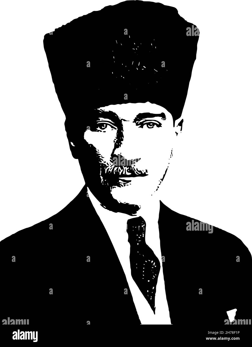 Mustafa Kemal Ataturk illustration. He is the founder of modern Republic of Turkey. Stock Vector
