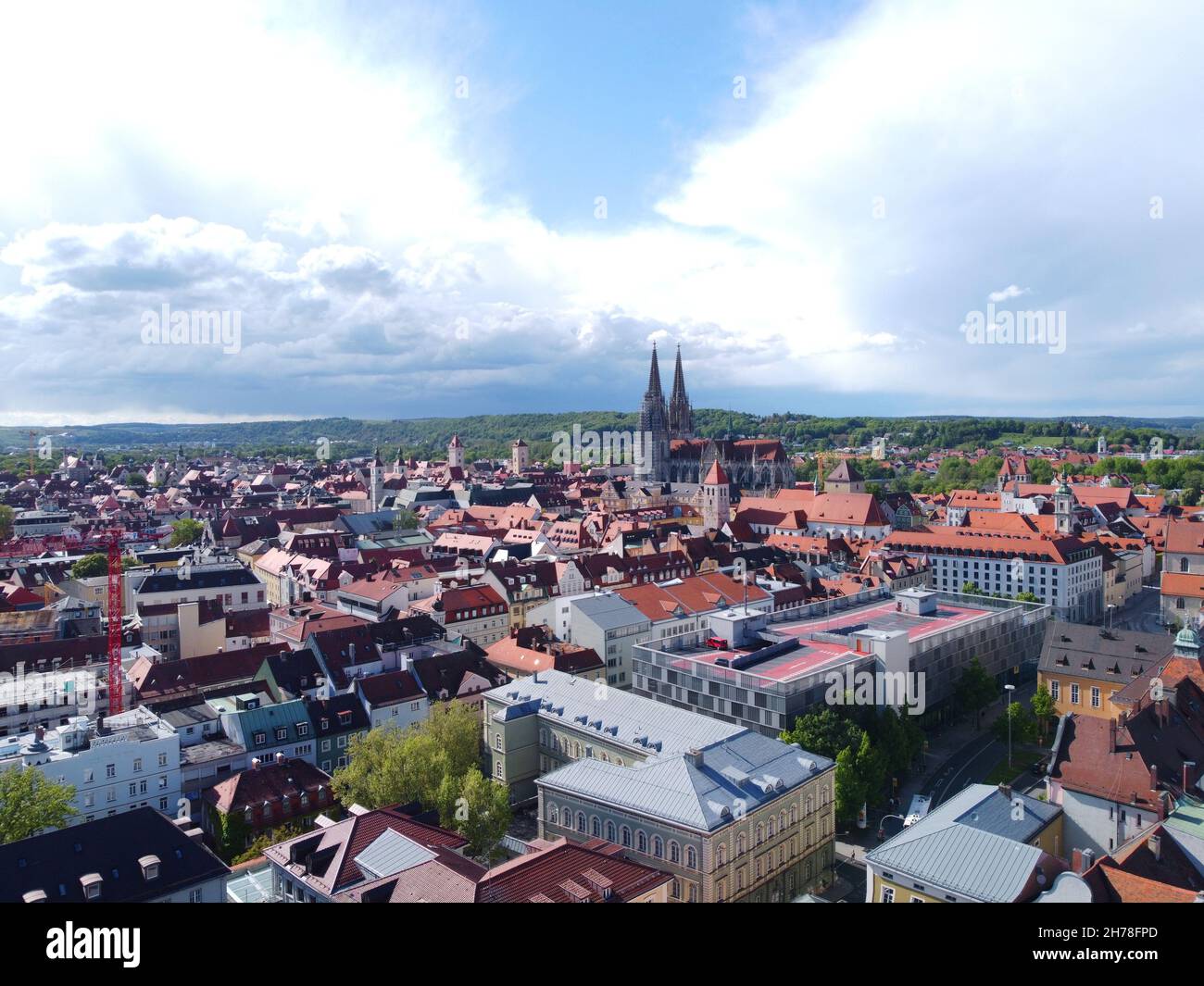 Regensburg, Germany: Scenic view over the old town Stock Photo