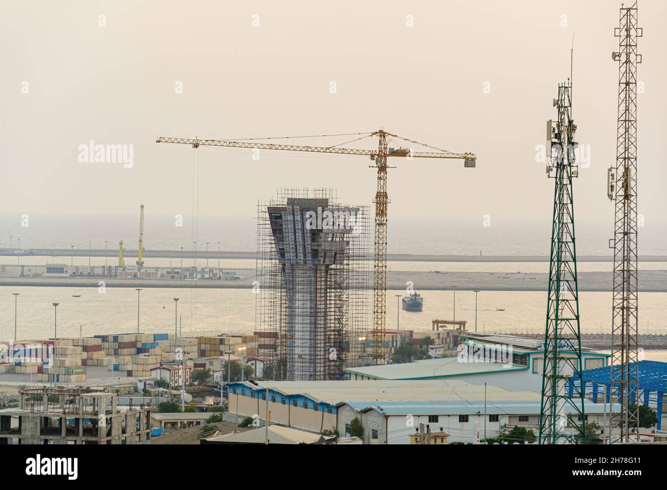 chabahar, iran 27 october 2021, view from the international Port of Shahid Beheshti under construction in chabahar , iran Stock Photo