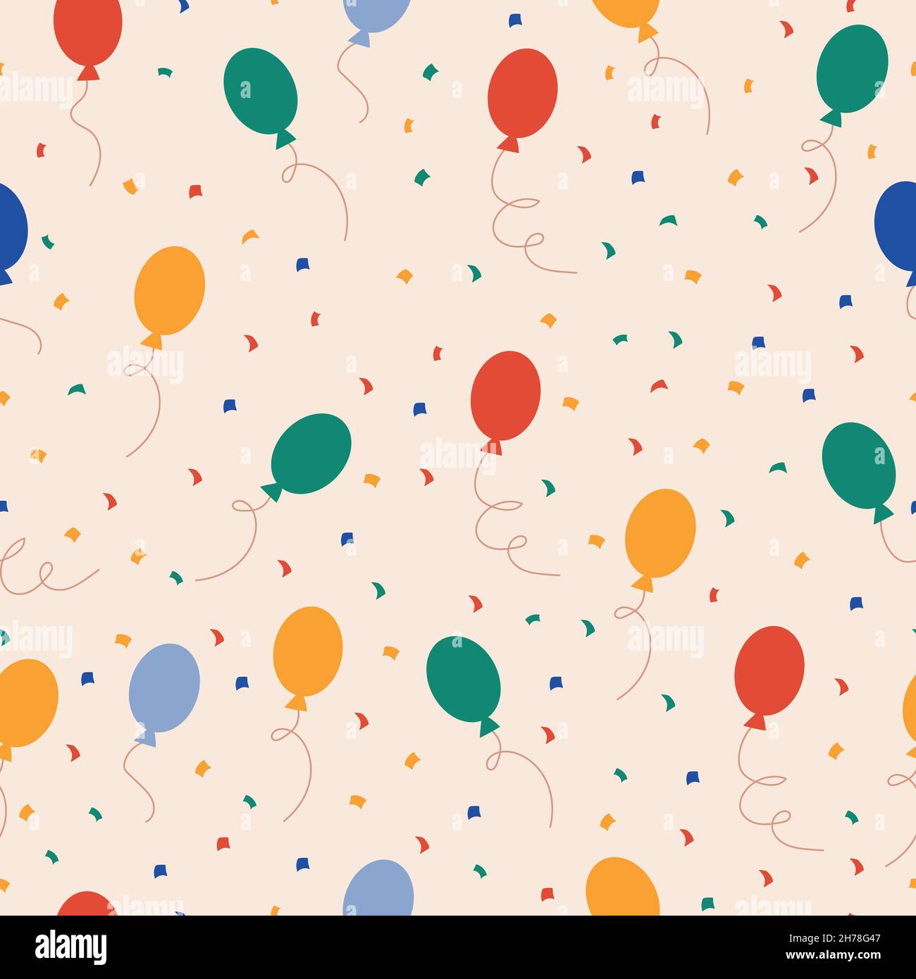Seamless party balloon pattern on light beige background. Repeating ...