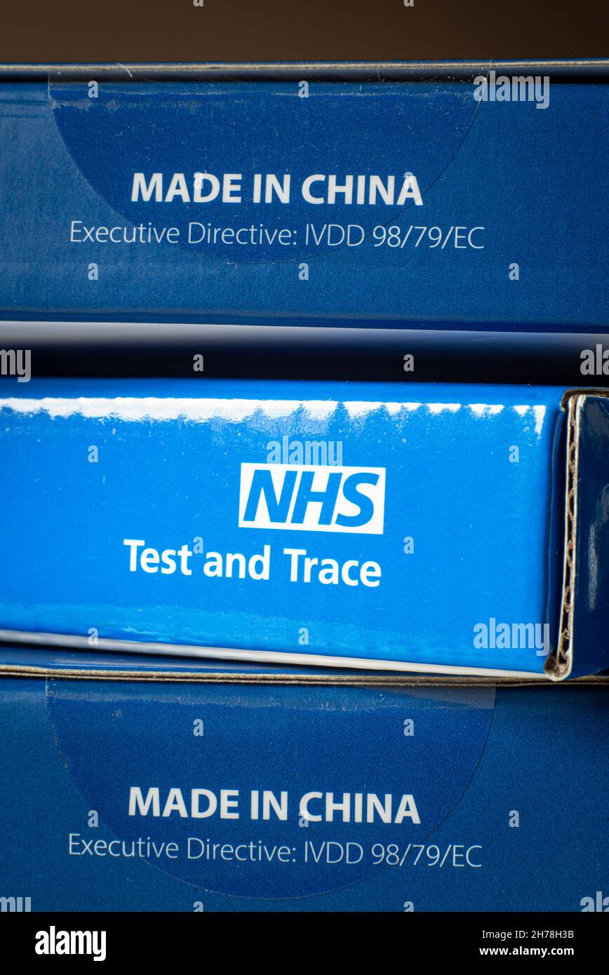 NHS Lateralflow Test and Trace Kit boxes Stock Photo Alamy