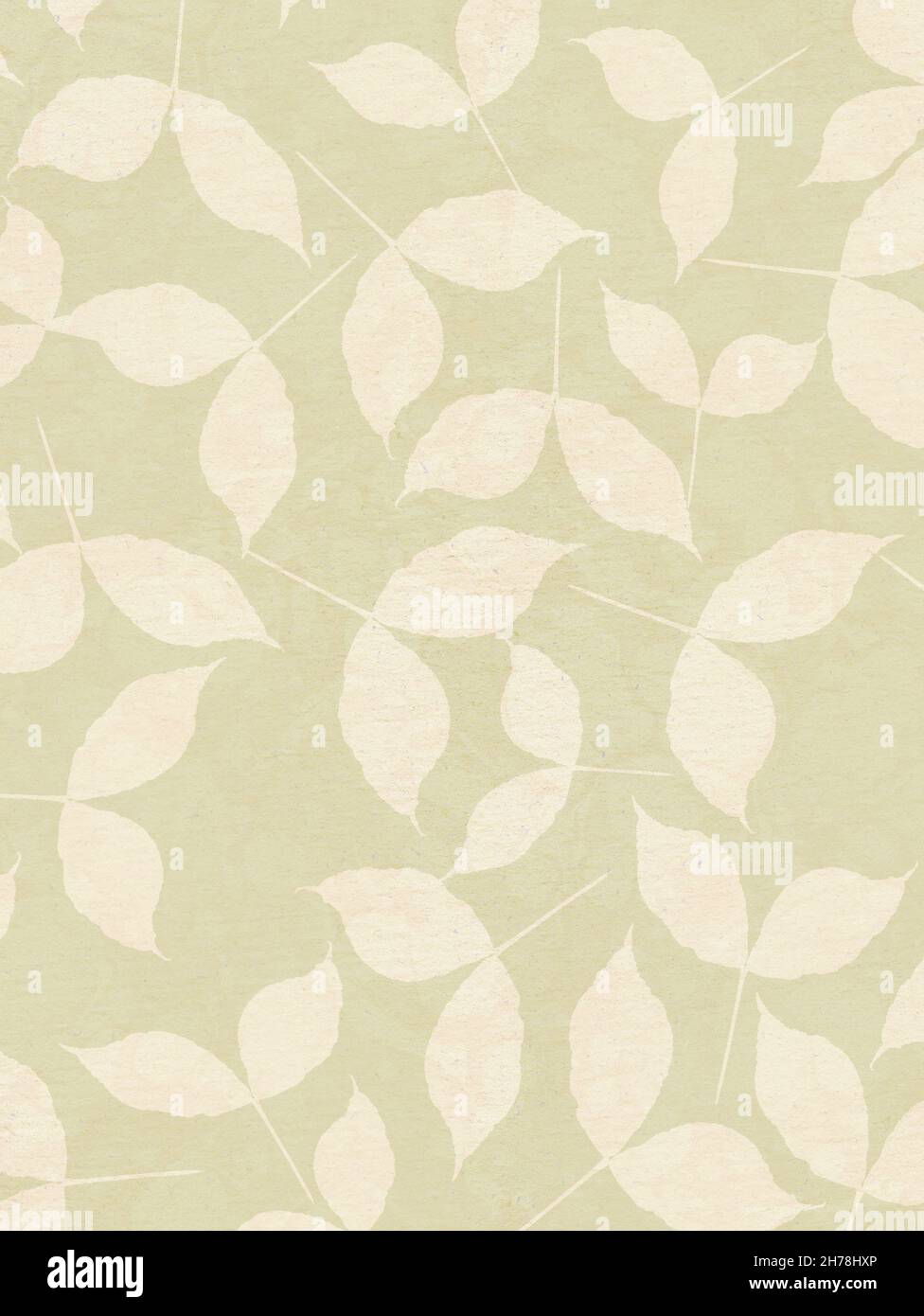 Beige background with many leaves pattern. Autumn motif. Best for wedding design. Watercolor on paper texture. Stock Photo