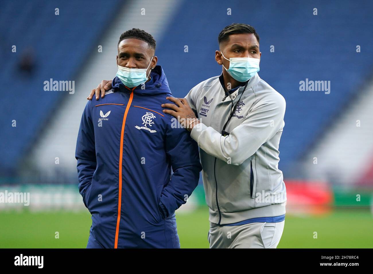Rangers' Jermaine Defoe (left) and Alfredo Morelos before the Premier Sports Cup semifinal