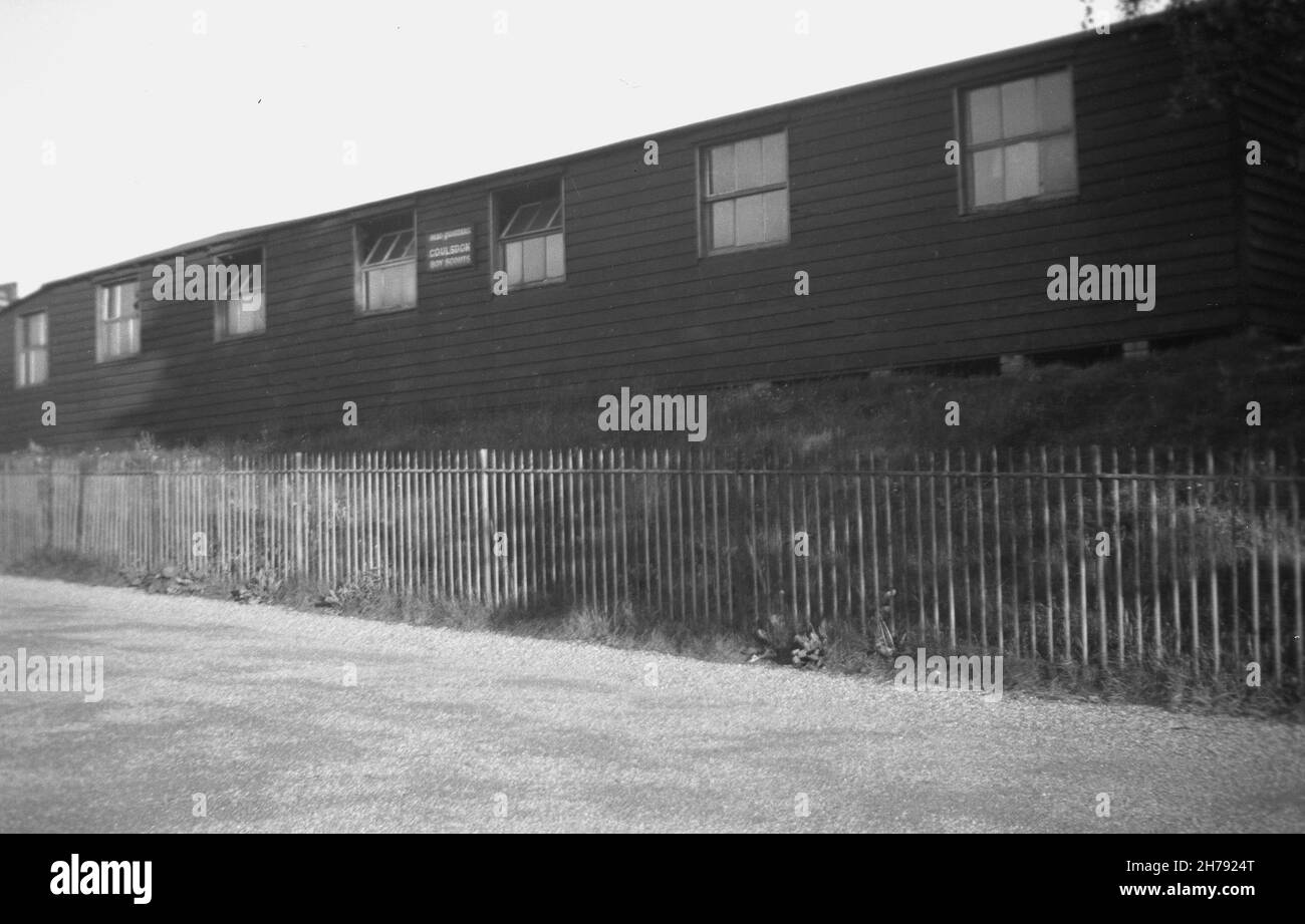 1939, historical, exterior of the traditional wooden framed scout hut at Smitham, Surrey, England, UK, Head Quarters of the Coulsdon Boy Scouts. Stock Photo