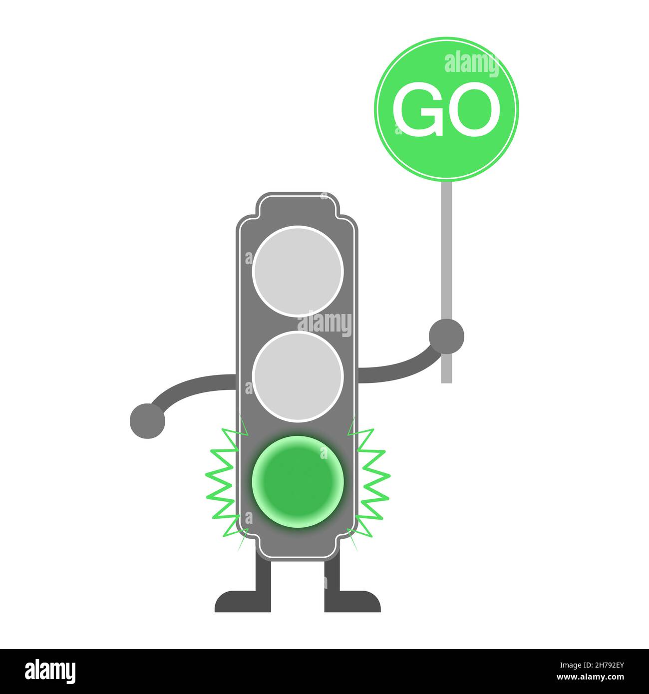 Illustration of a traffic light with a green signal and a GO sign, for  children's education, a book, a banner, a poster and creative design. Flat  styl Stock Vector Image & Art 