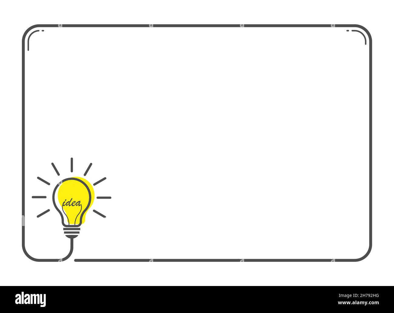 A frame with a light bulb and a place for text. Flat design Stock