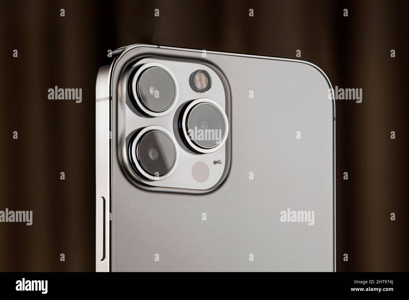 IPhone 13 Pro On A Black Background Three Close up Phone Cameras 