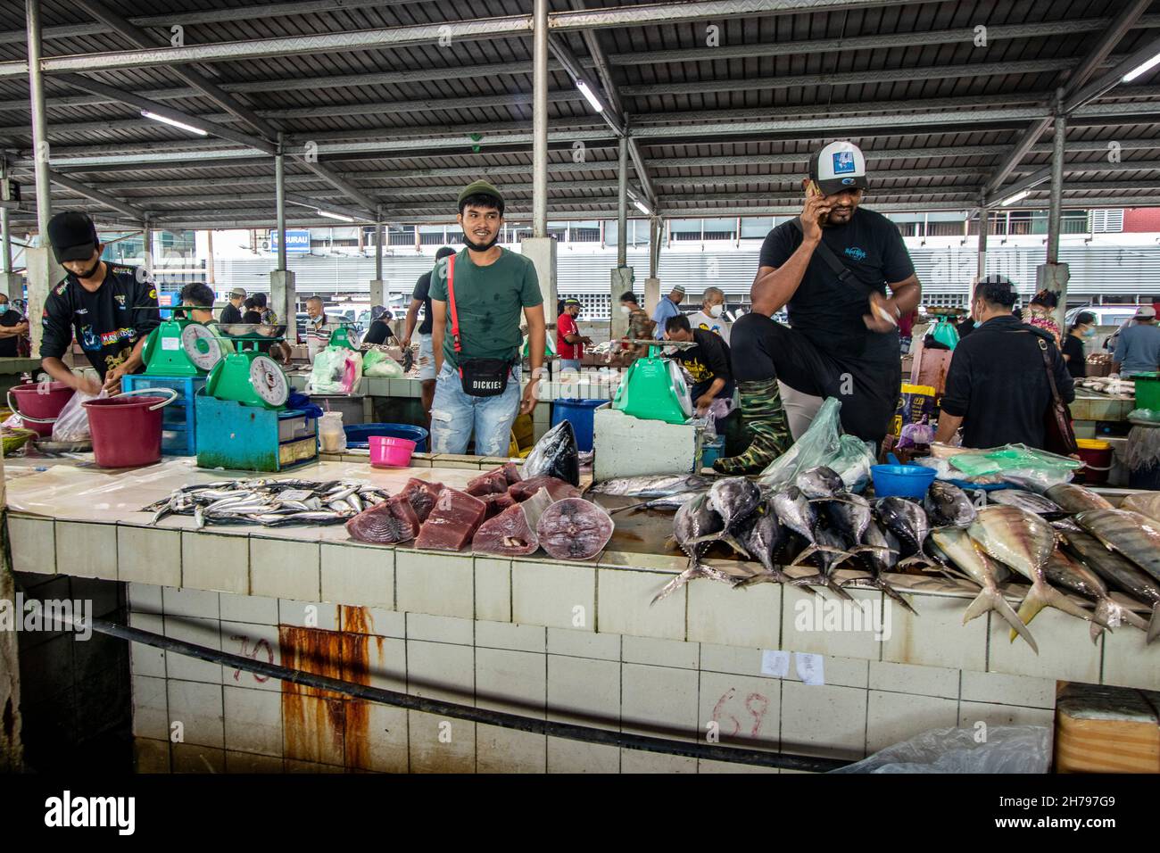 Fish market and surrounding area Kota Kinabalu Sabah Borneo Malaysia