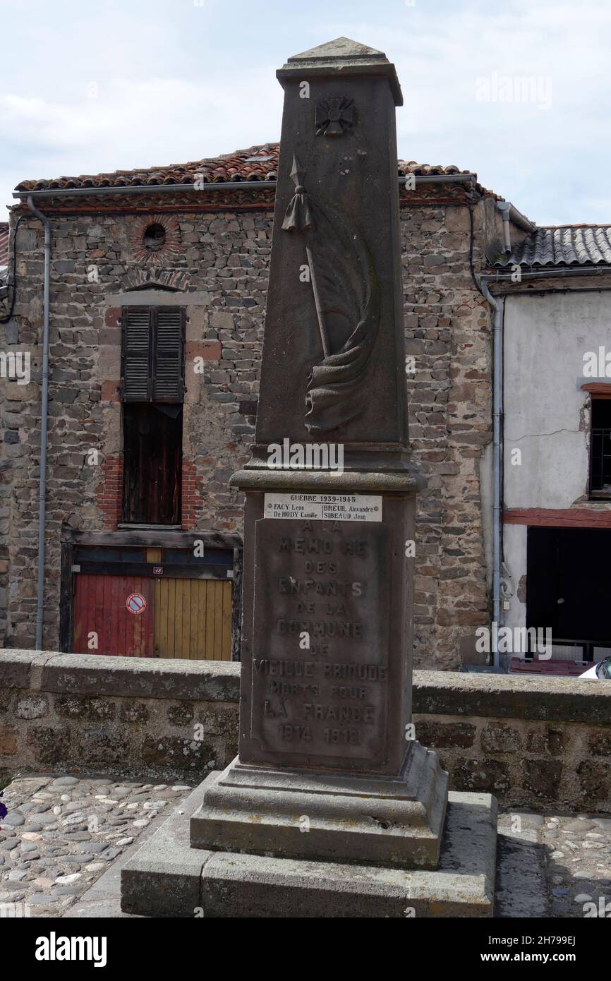 war memorial in the commune of Vieille-Brioude ,Haute-Loire department, Auvergne-Rhône-Alpes region ,France Stock Photo