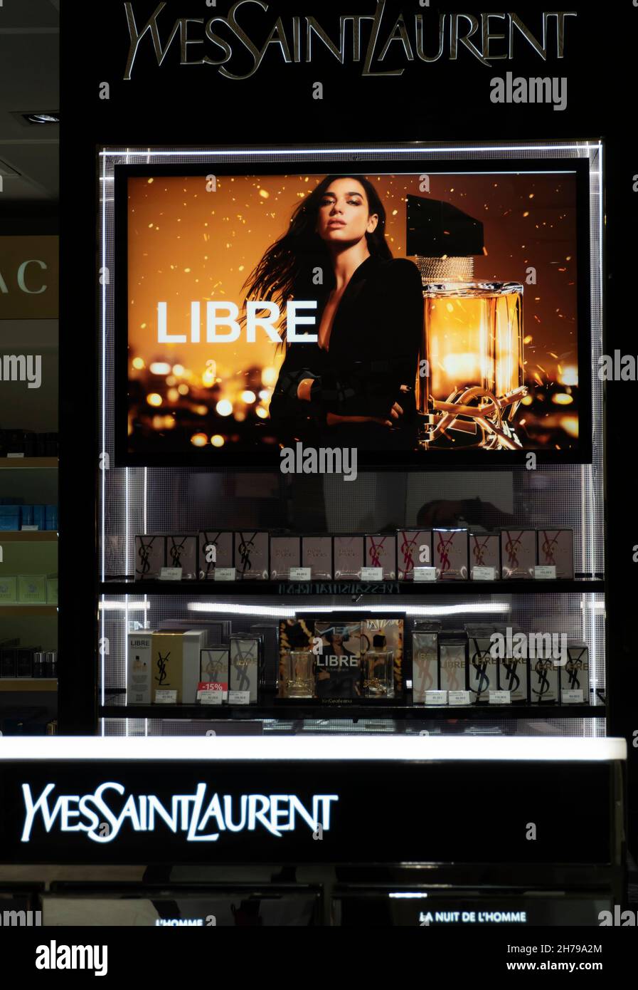 November 2 2021 Kiev Ukraine Yves Saint Laurent perfumes seen