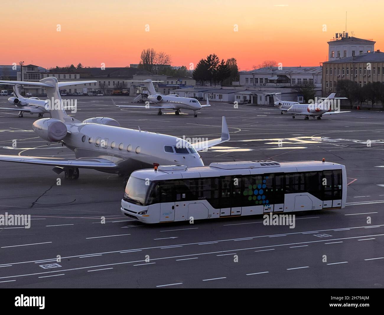 Igor Sikorsky Kyiv International Airport Zhuliany is one of the two passenger airports of the Ukrainian capital Kyiv, the other being Boryspil Interna Stock Photo