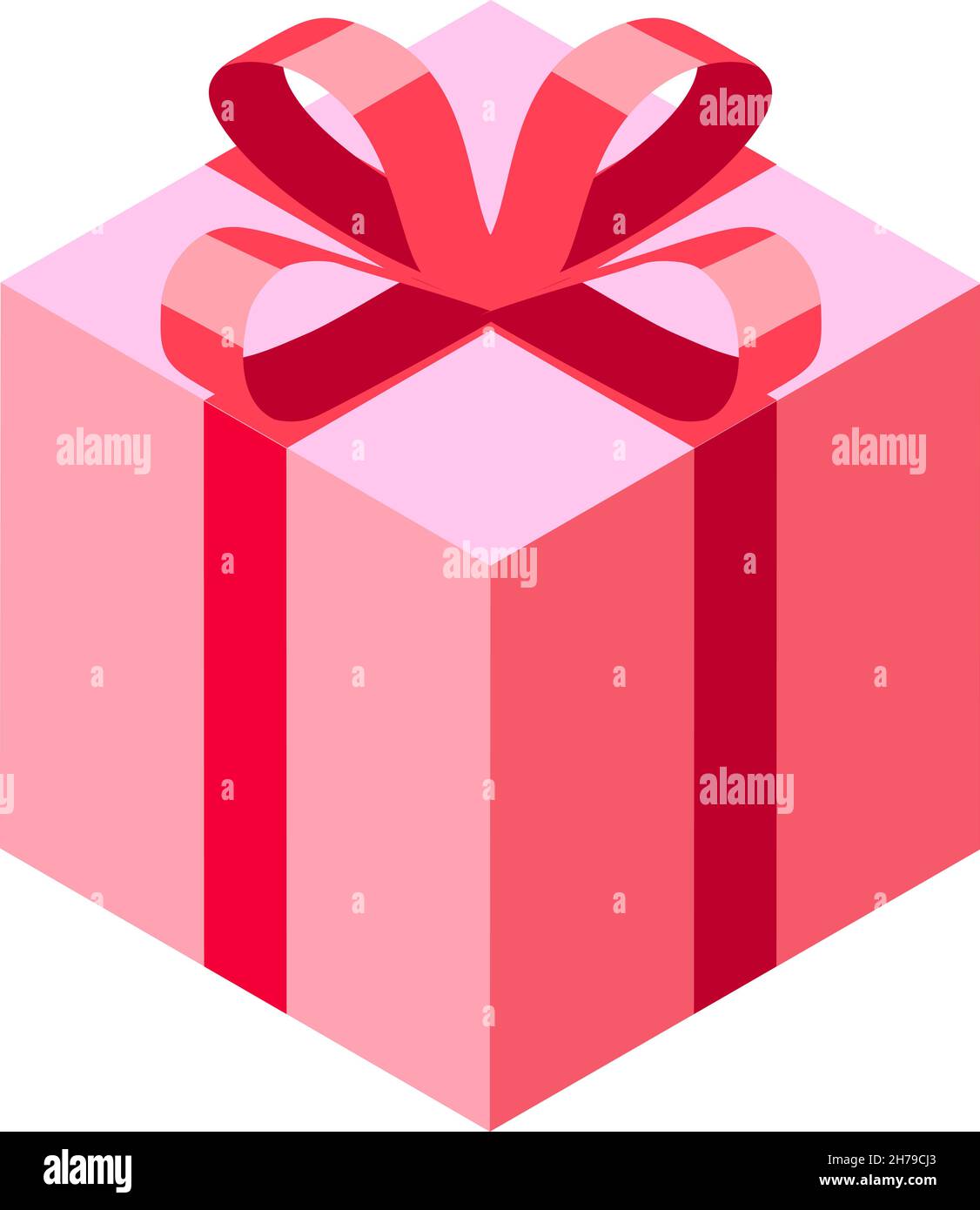 Pink gift box with red ribbon. Romantic present icon Stock Vector Image ...