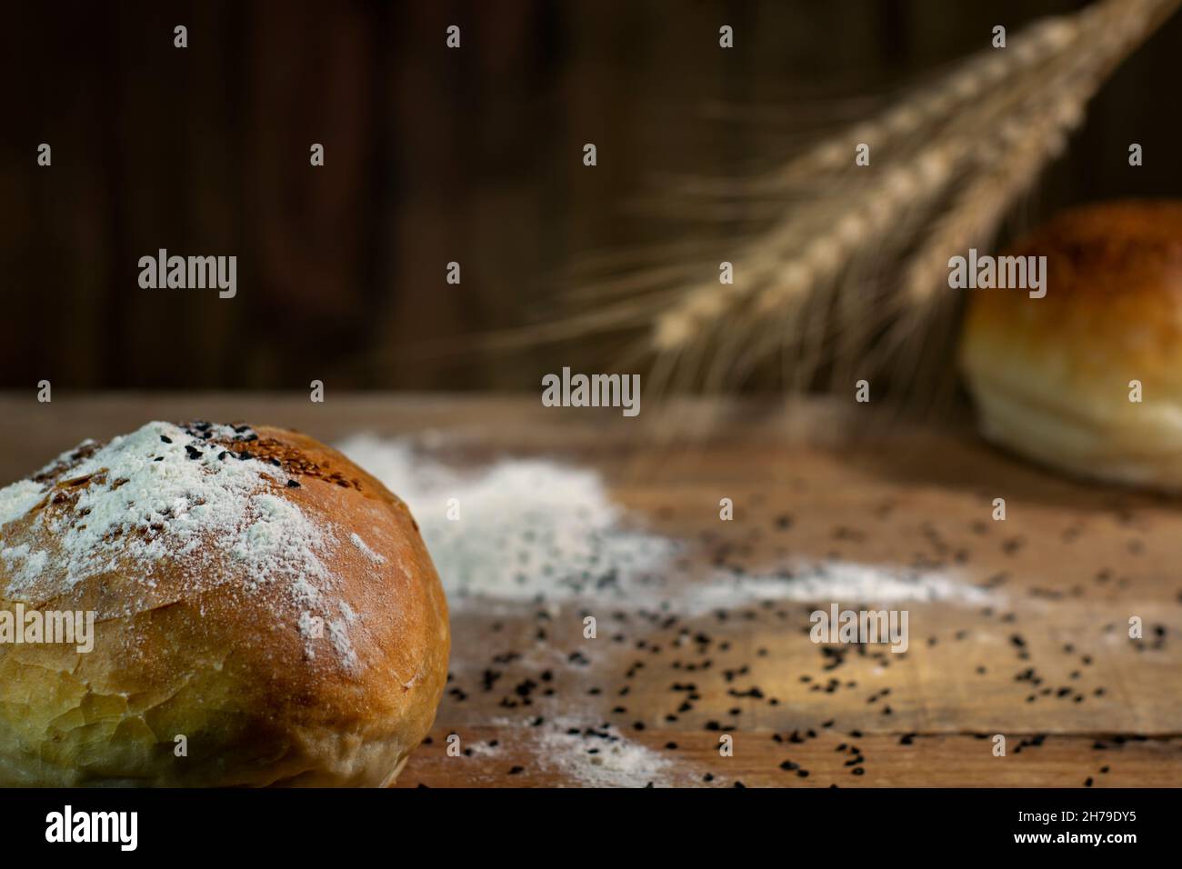Rye sliced bread on the table Stock Photo