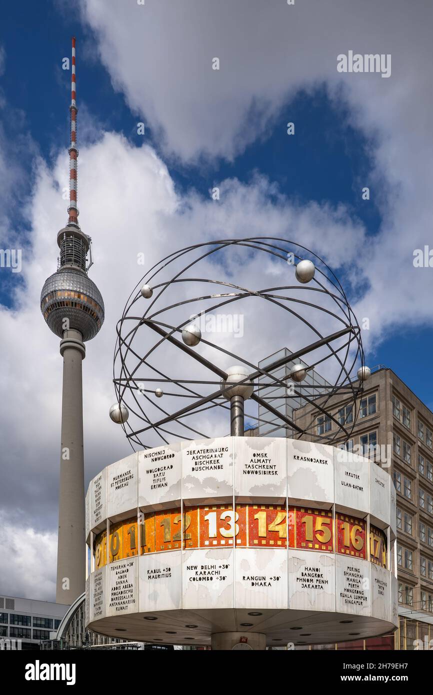 World Clock and Television Tower in Berlin, Germany, famous city