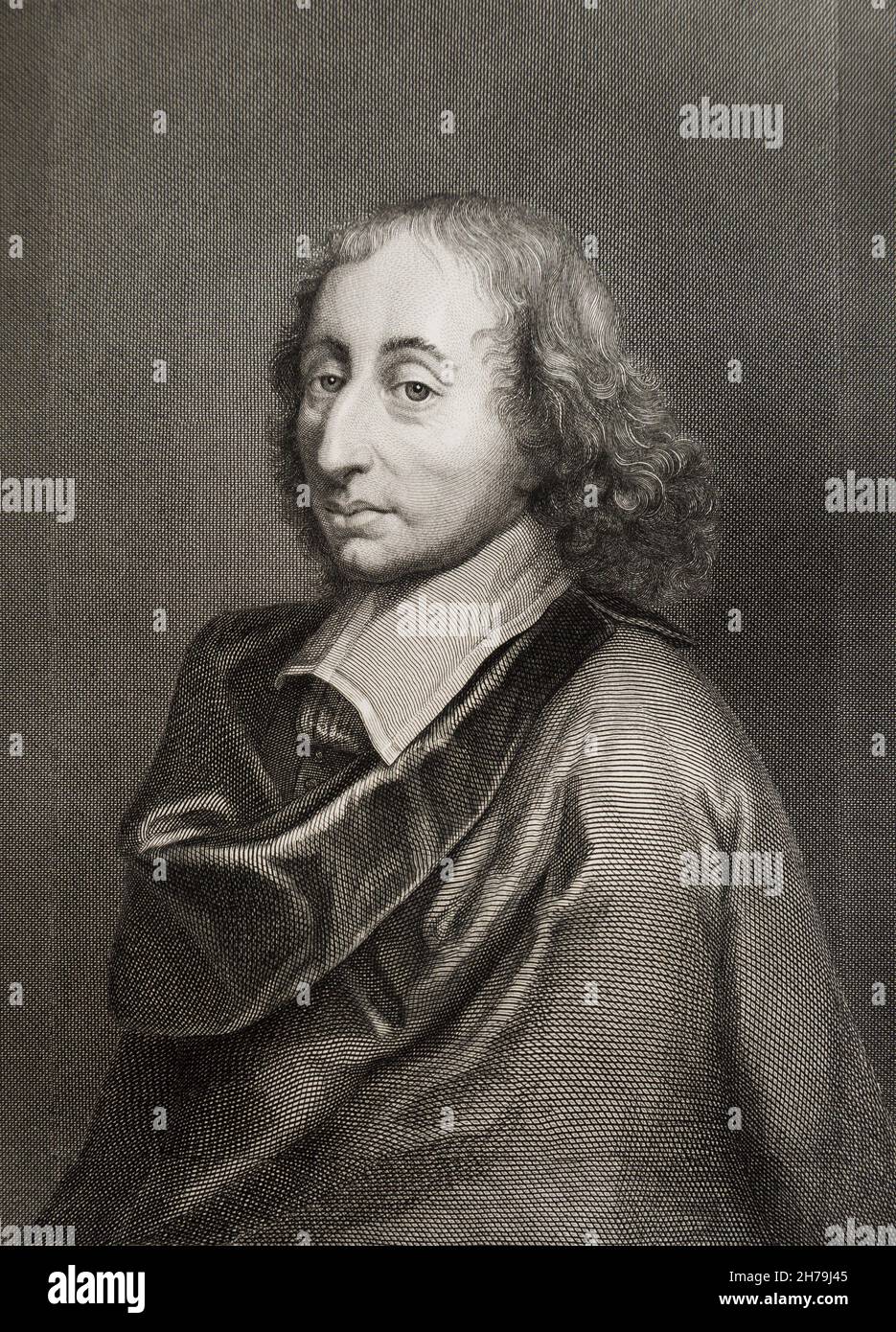 Portrait de Blaise Pascal (1623-1662), physicien, mathematicien et ecrivain francais Gravure du 19eme siecle ©Archives-Zephyr/Opale.photo *** Local Caption *** Stock Photo