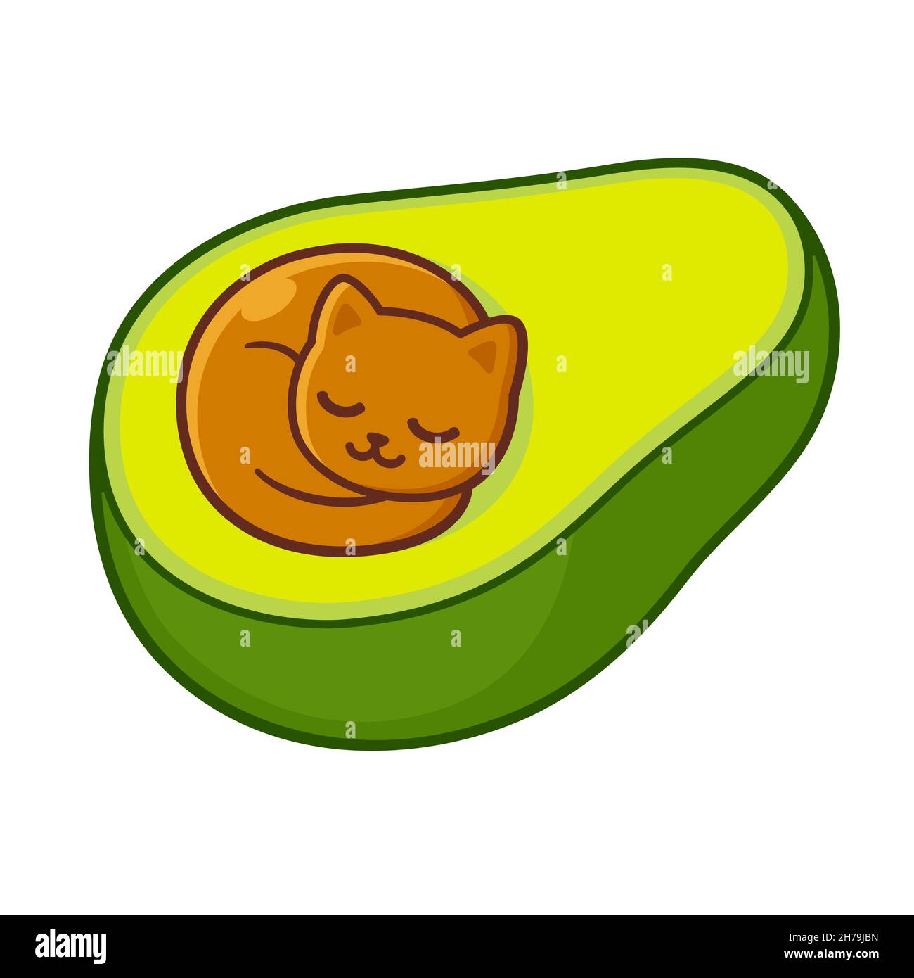 Avocado cat cute cartoon drawing. Kawaii kitten sleeping in avocado. Vector  hand drawn doodle, clip art illustration Stock Vector Image & Art - Alamy