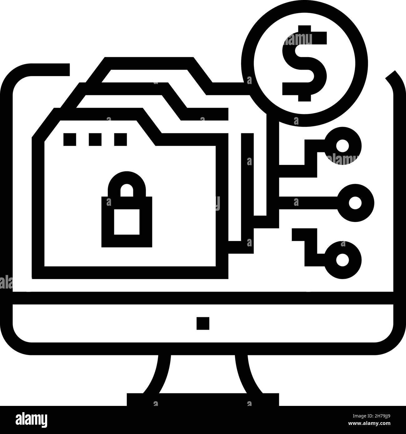 ransomware cyber crime line icon vector illustration Stock Vector Image ...