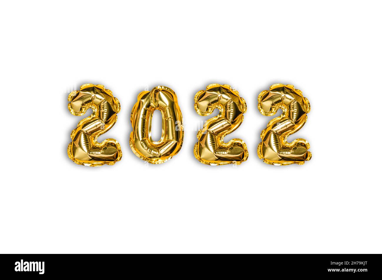 2022 Golden Foil Holiday Balloons On White Celebration Background. Christmas And New Year Card. Festive Concept Stock Photo - Alamy