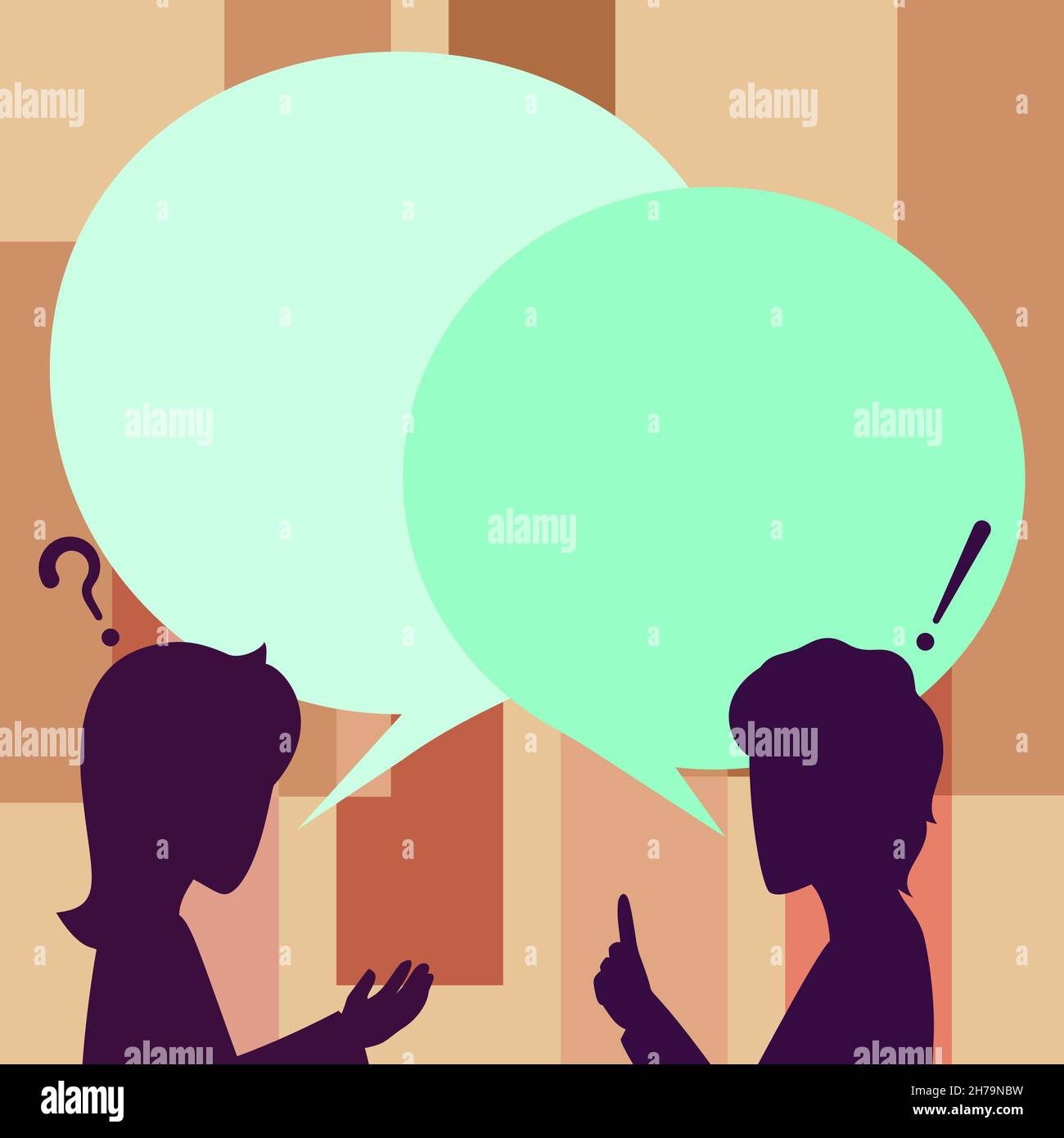 Couple Drawing With A Big Blank Chat Cloud Talking To Each Other Sharing New Amazing Ideas