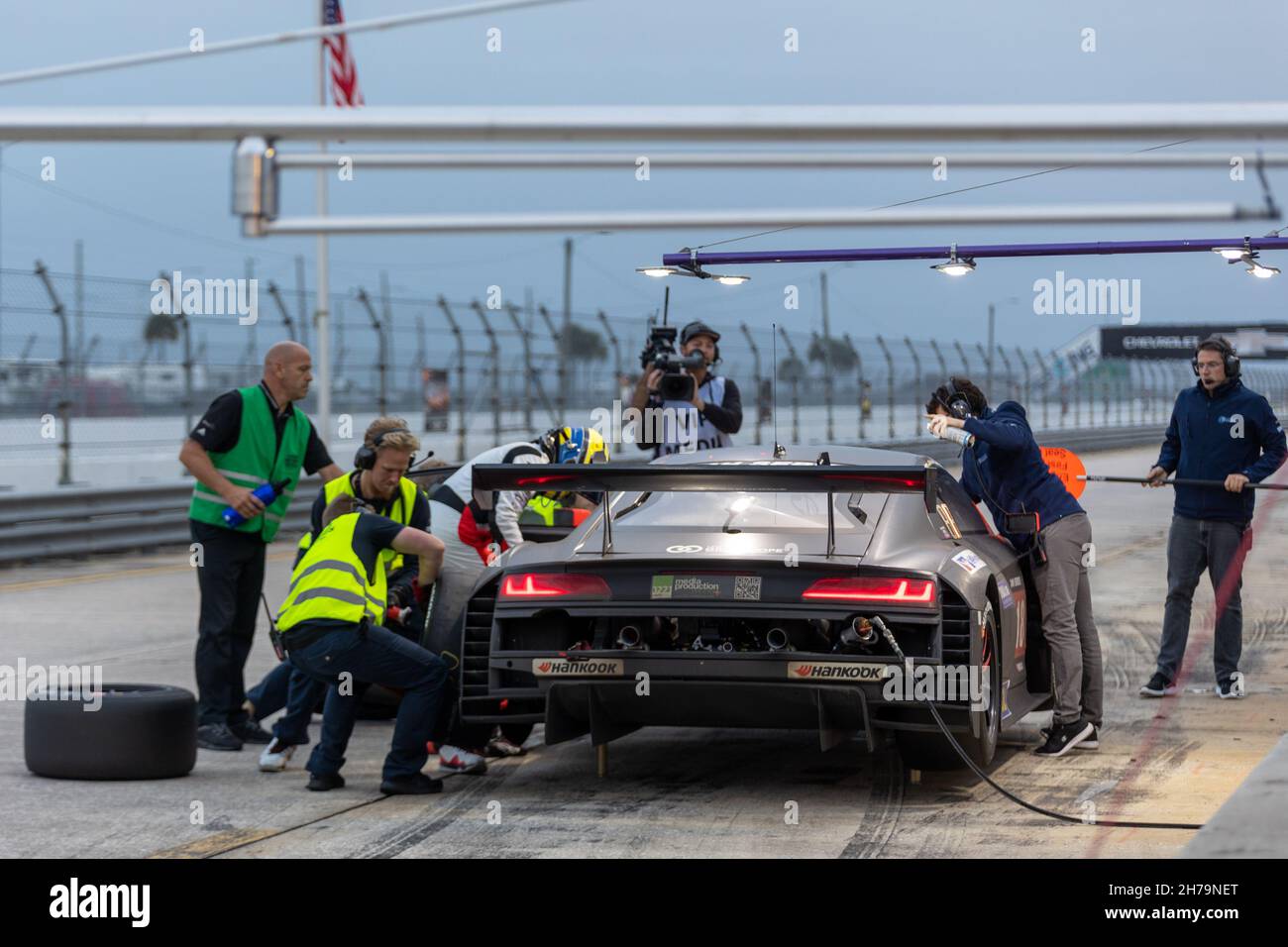 Sebring, USA. 20th Nov, 2021. Morning Session, 2nd day 24H Series powered by Hankook. Schedule includes USA stops on November 19-21, 2021. Racing cars from the many countries, such as: Germany, USA, France, Nederland, Romania, Denmark, Canada, Spain, Great Britain, Italy; in many different classes: GT4, 991, GTX, GT3, TCR, TCX, P4. (Photo by Yaroslav Sabitov/YES Market Media/Sipa USA) Credit: Sipa USA/Alamy Live News Stock Photo