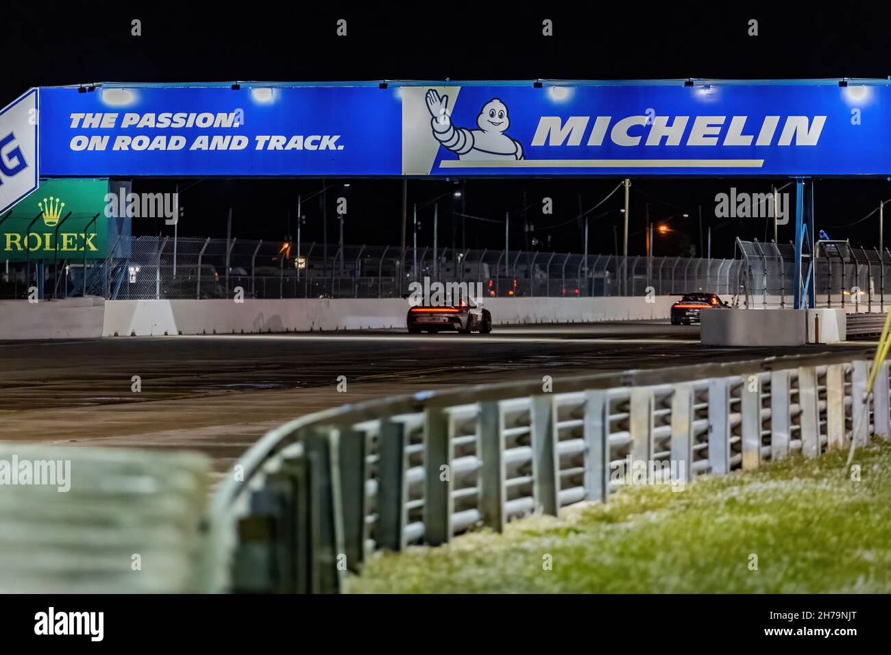 Sebring, USA. 20th Nov, 2021. Night session during 24H Series powered by Hankook. Schedule includes USA stops on November 19-21, 2021. Racing cars from the many countries, such as: Germany, USA, France, Nederland, Romania, Denmark, Canada, Spain, Great Britain, Italy; in many different classes: GT4, 991, GTX, GT3, TCR, TCX, P4. (Photo by Yaroslav Sabitov/YES Market Media/Sipa USA) Credit: Sipa USA/Alamy Live News Stock Photo