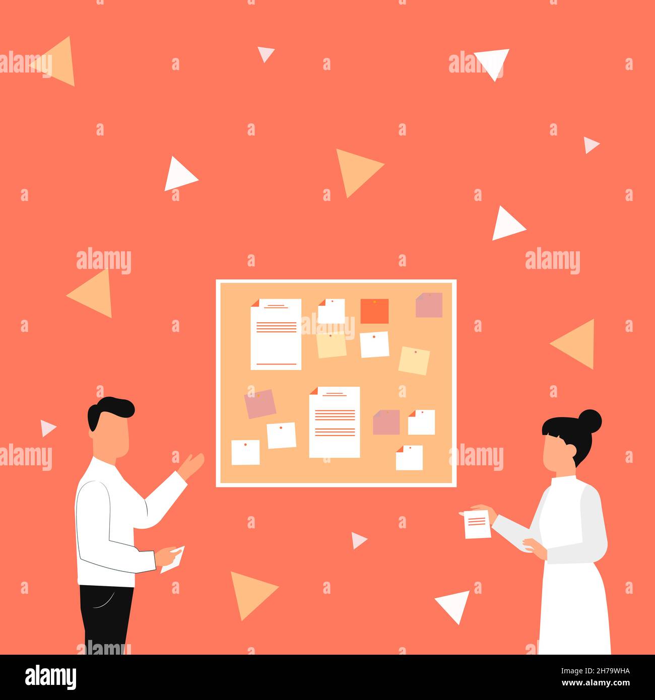 Illustration Of Couple Presenting New Amazing Ideas Holding Notes