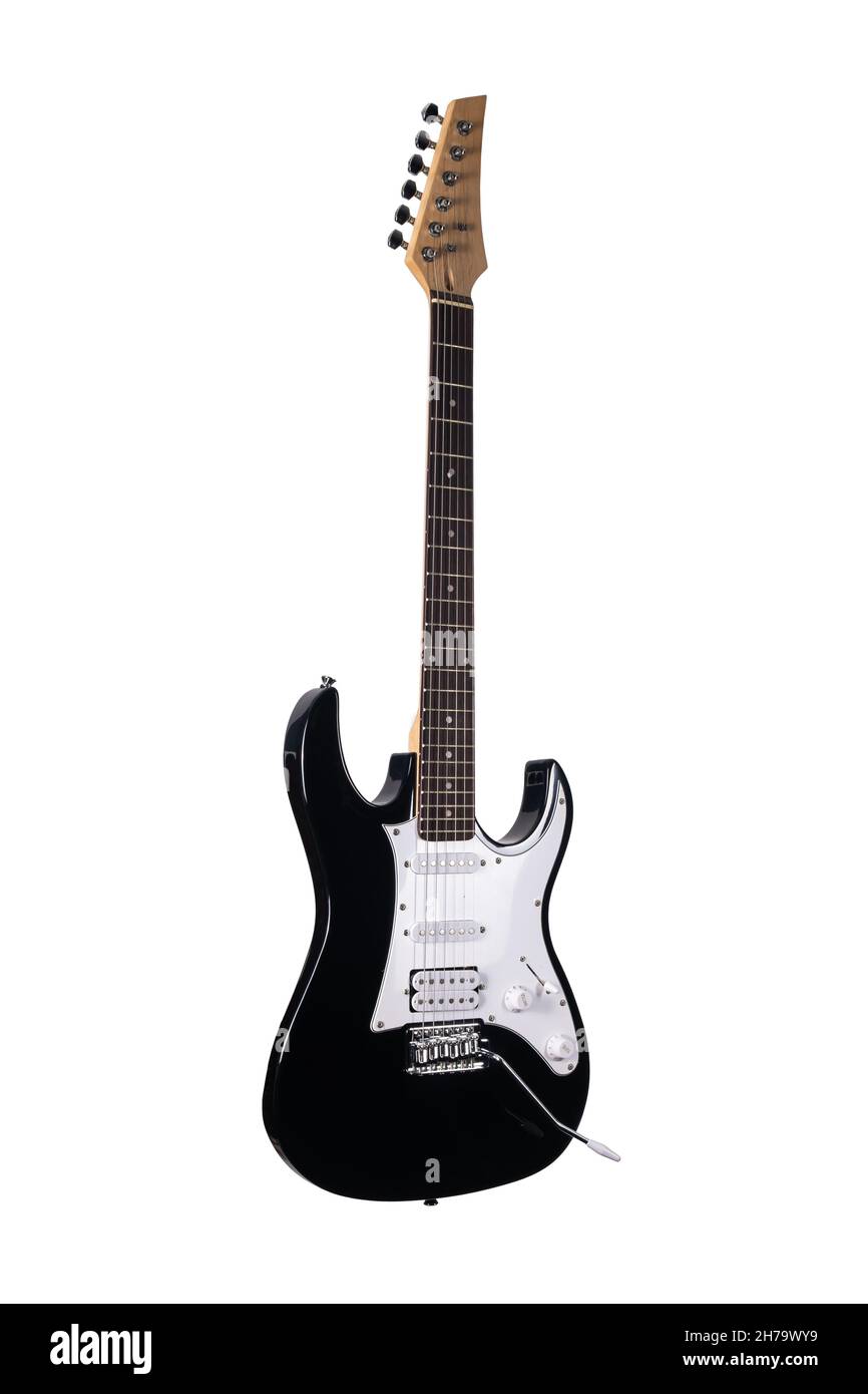 black Electric guitar isolated over white background Stock Photo - Alamy