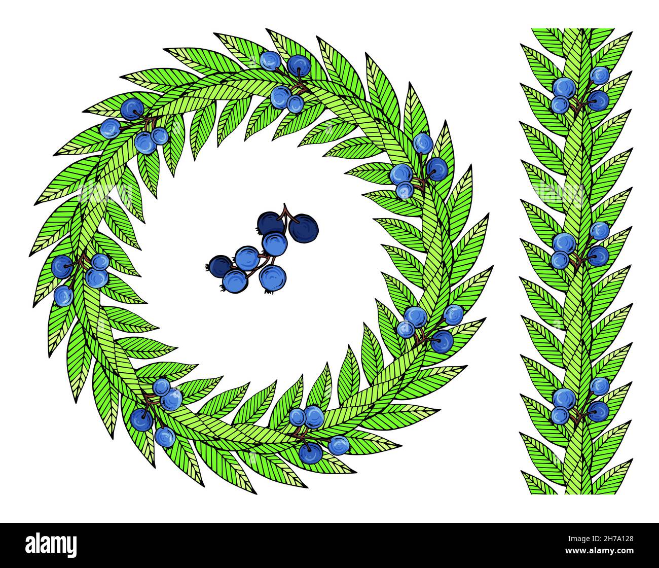 Decorative wreath of green leaves. Leaf frame. illustration Stock Photo ...