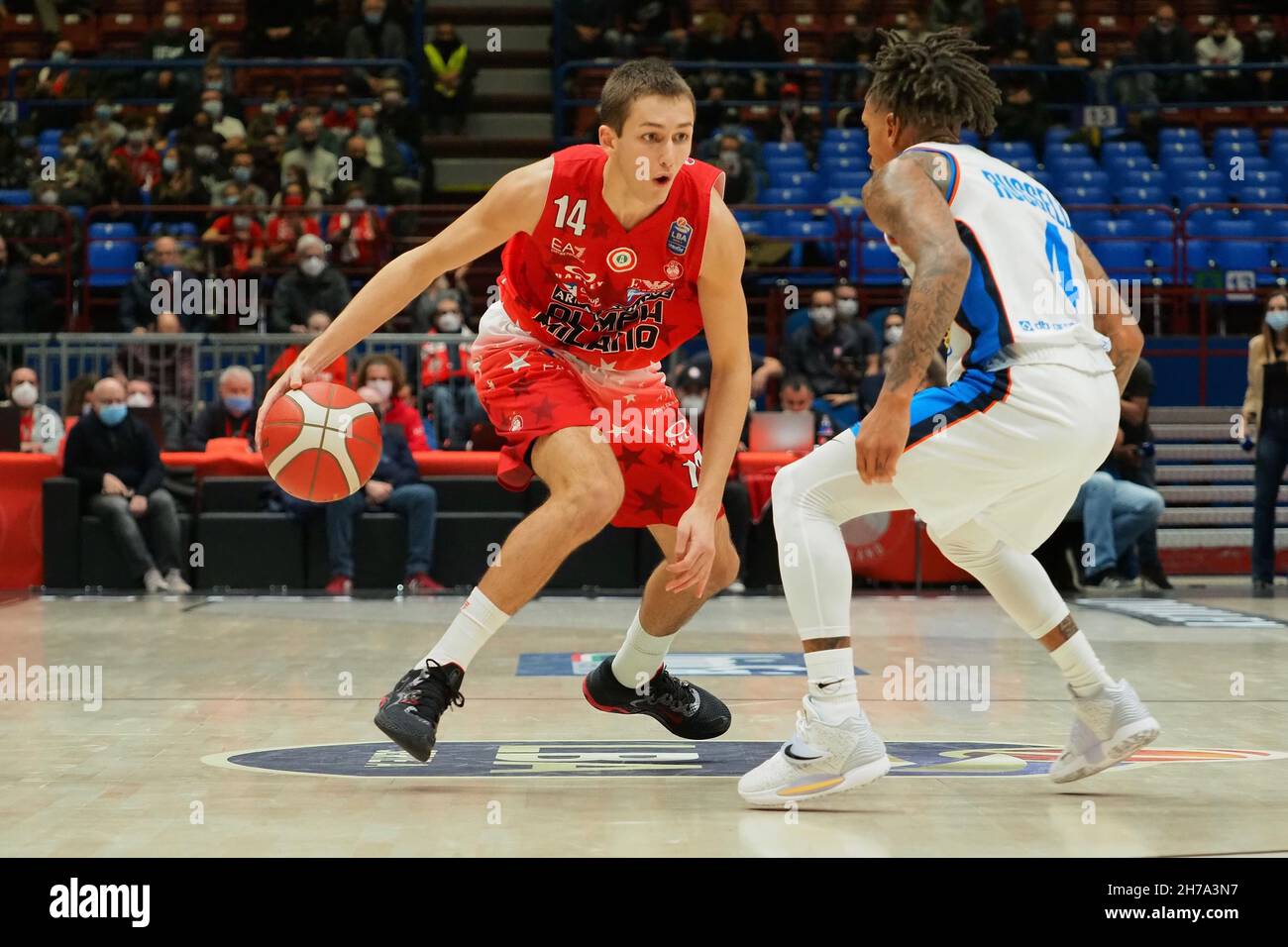 Mediolanum Forum, Milan, Italy, November 21, 2021, Leoni (AX Armani  Exchange Olimpia Milano) during A|X Armani Exchange Milano vs Nutribullet  Treviso Basket - Italian Basketball A Serie Championship Stock Photo - Alamy