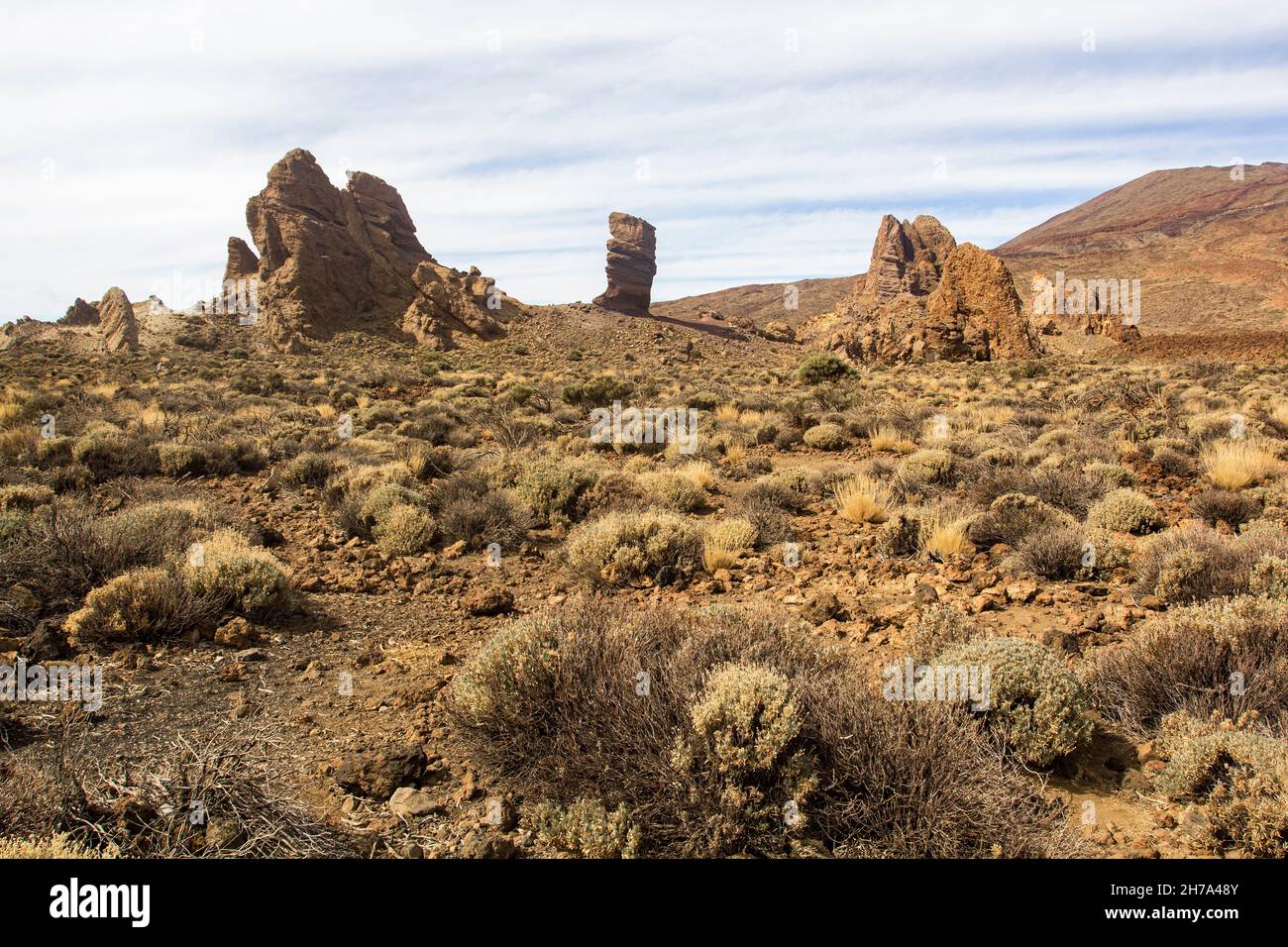 Los Roques de Garcia. Famous rock formations in Teide National Park, Tenerife, Canary Islands, Spain. Stock Photo