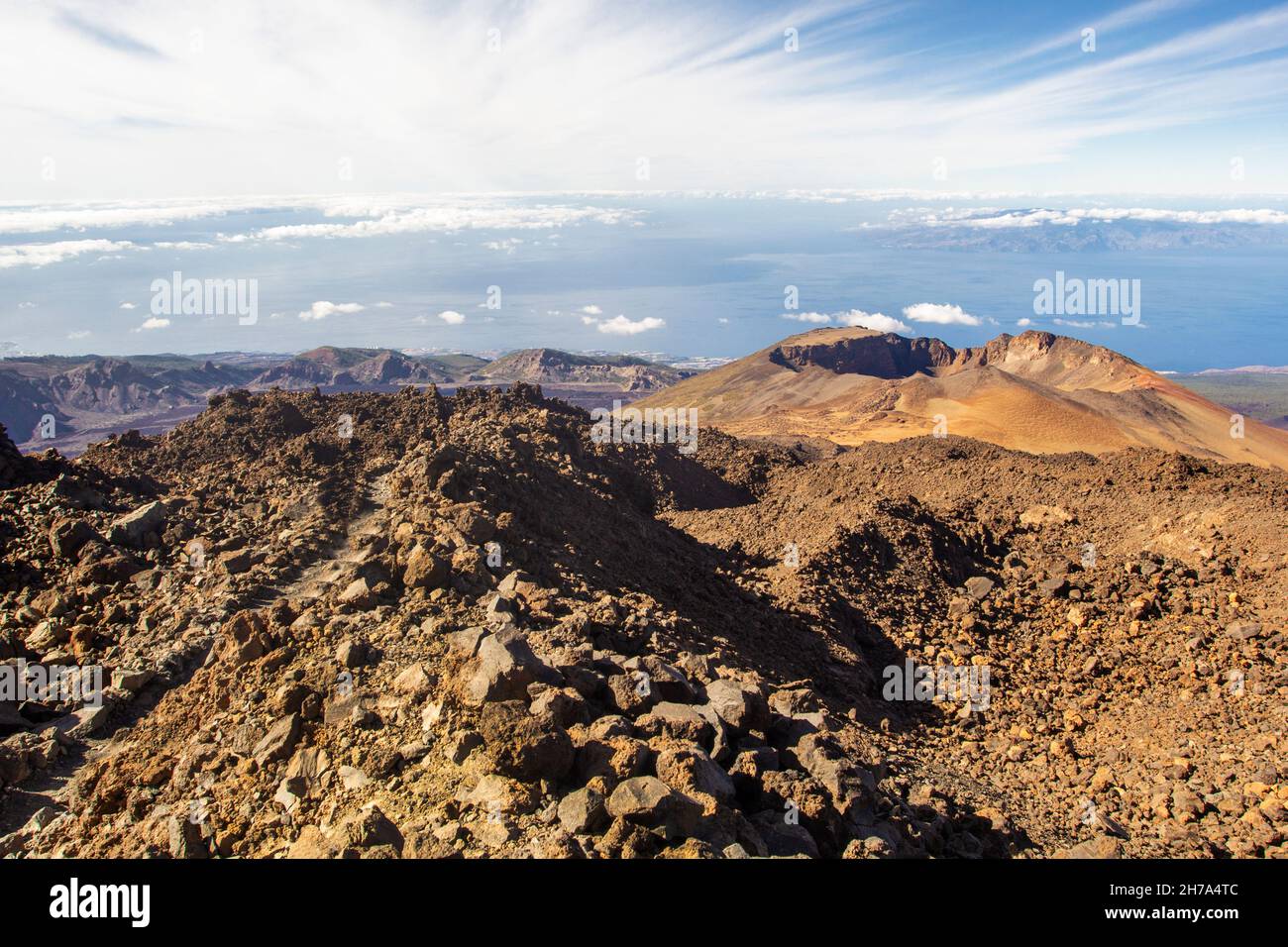 Crater of Pico Viejo seen from Mount Teide. Teide National Park, Tenerife, Canary Islands, Spain. Stock Photo