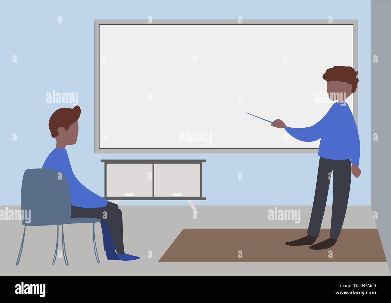 Illustration Of A Teacher And Student Having Class Privately Inside A Classroom. Instructor