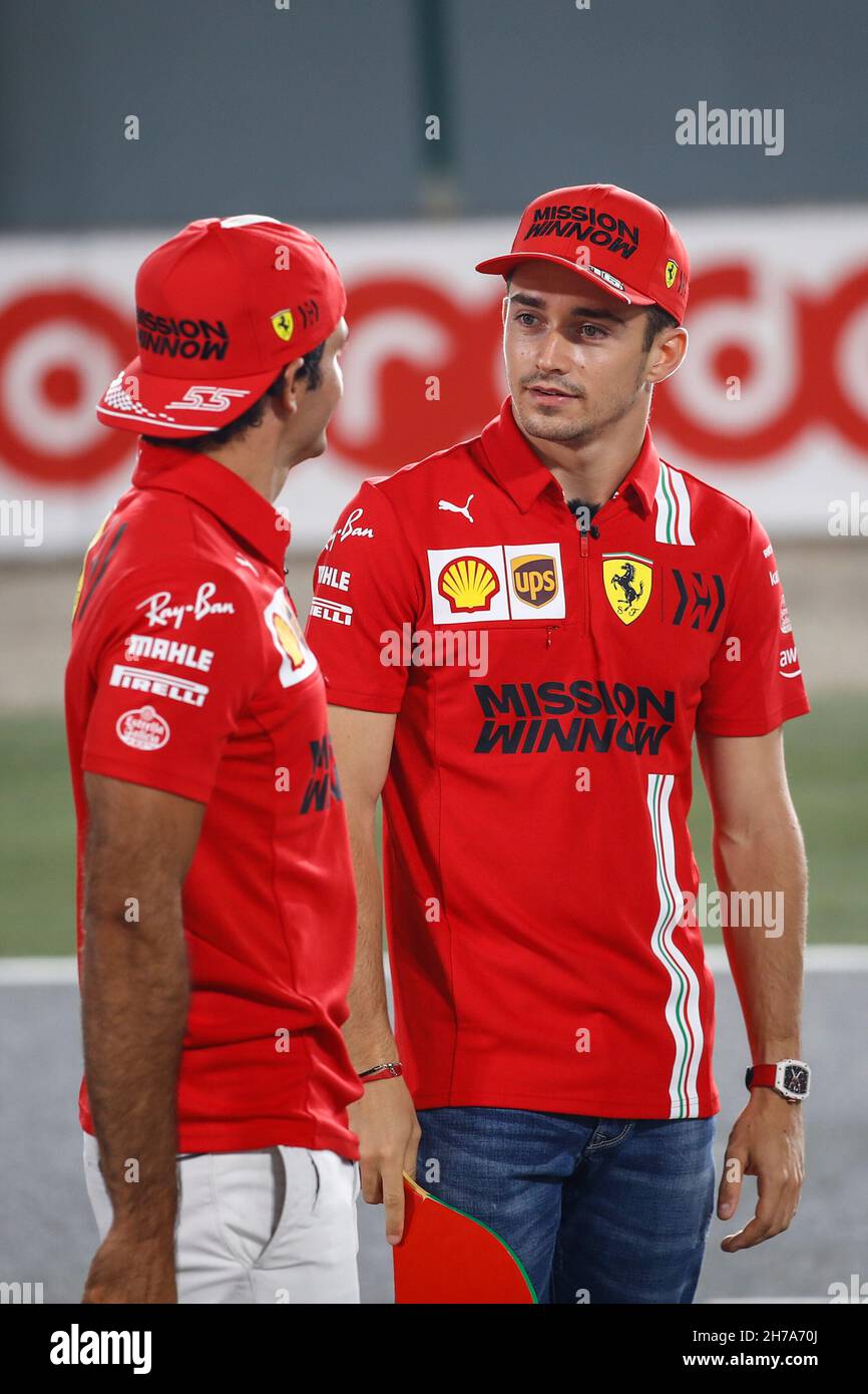 Doha, Qatar. 18th Nov, 2021. # 55 Carlos Sainz (ESP, Scuderia Ferrari Mission  Winnow), # 16 Charles Leclerc (MON, Scuderia Ferrari Mission Winnow), F1  Grand Prix of Qatar at Losail International Circuit