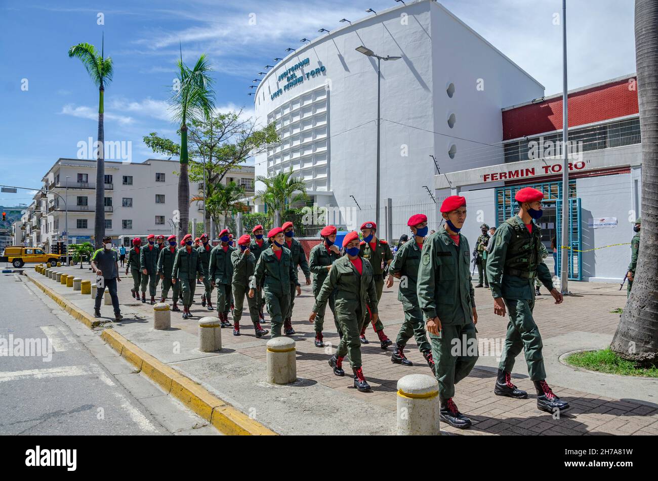 Fermin Toro High School in Caracas Venezuelans vote on Sunday, November 21, in state and municipal elections, where 23 governors and 335 mayors will b Stock Photo